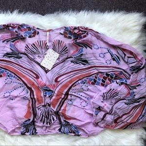 Free People NWT new short sleeve blouse colorful party night out pink purple